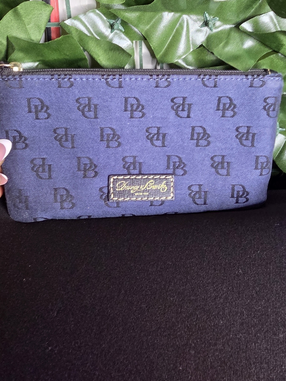 Dooney & Bourke Navy DB Monogram Zip Pouch